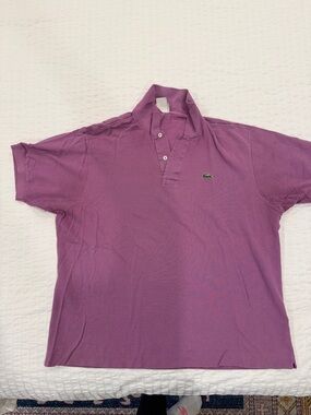 Lacoste Men's Lavender Polo Shirt with Green Crocodile Logo